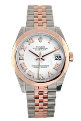 Rolex Datejust 31 White Roman Dial 18K Rose Gold Two Tone Jubilee Ladies Watch 178241